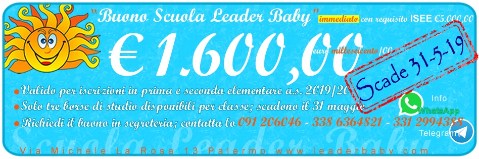 Buono per la borsa di studio Leader baby anno scolastico 2019-2020