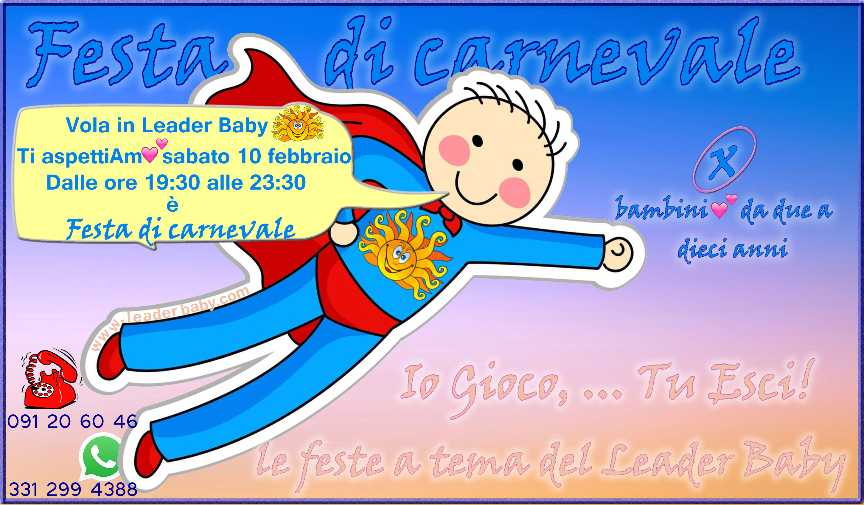 Locandina per la festa di carnevale con bambino nella maschera di Superman