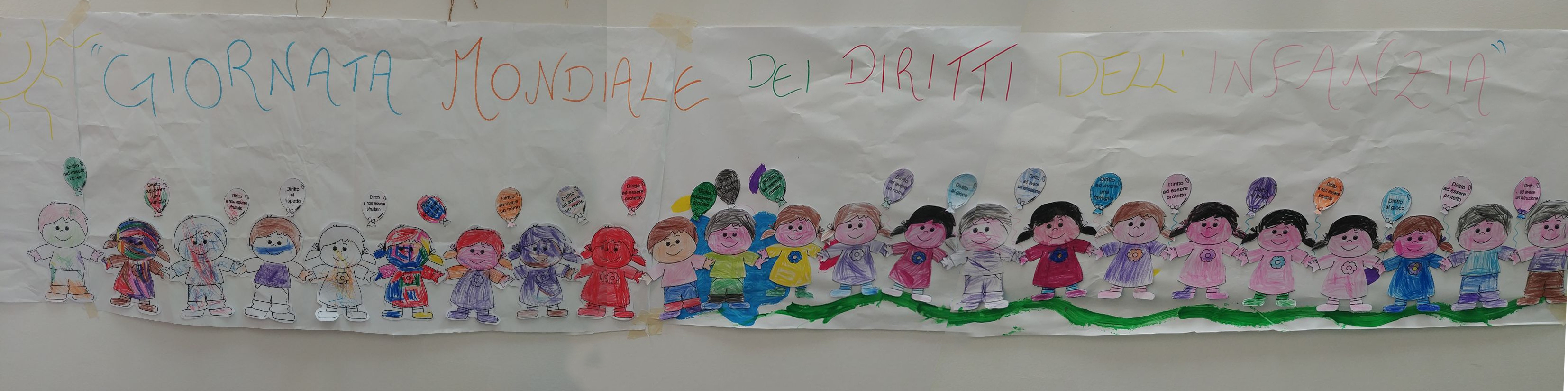 Disegni dei bambini con elencati i diritti