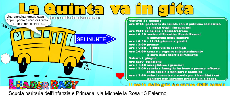 Locandina della gita a Selinunte dei bambini della quinta primaria 2018/19